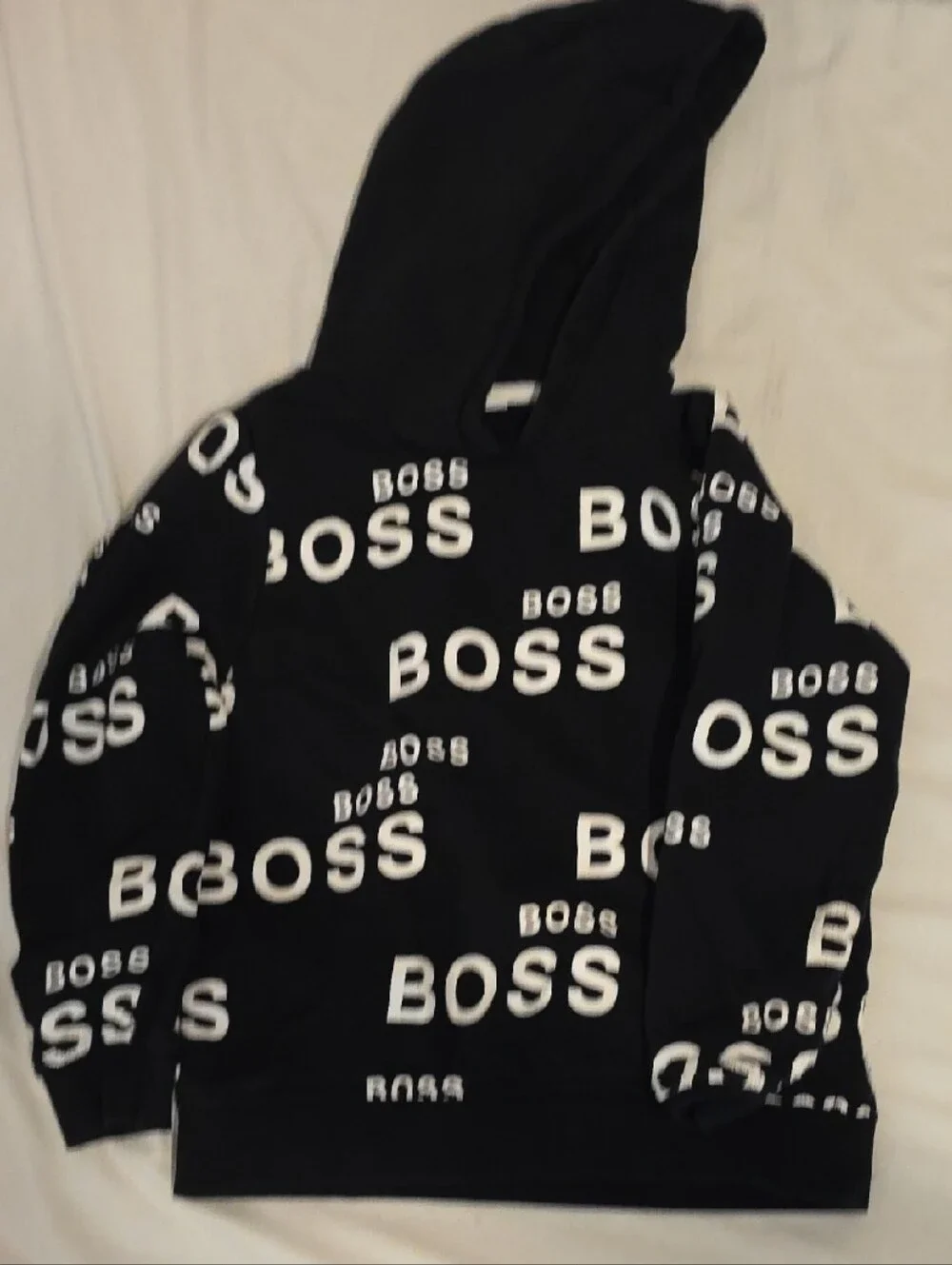Boss Black Hoodie with White All-Over Logo - Picture 1 of 6